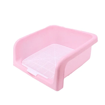

Portable Pet Dog Cat Toilet Lattice Tray with Column Urinal Bowl Pee Training Toilet Easy to Clean Pet Product (Pink)