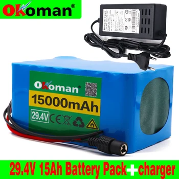 

Okoman high quality 7S5P 24v 15Ah battery pack 250w 29.4V 15000mAh lithium ion battery for wheelchair electric bicycle + charger