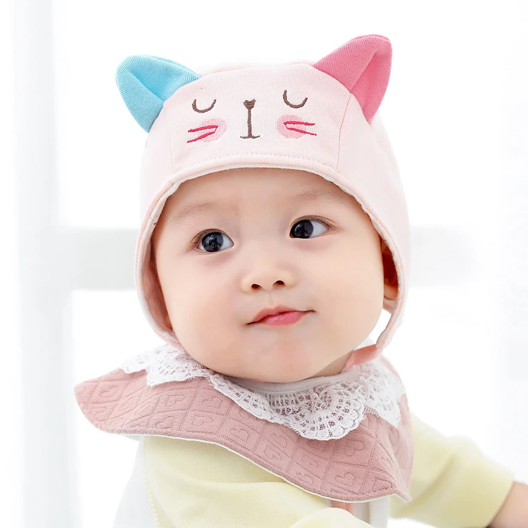 BalleenShiny/кошачьи шапки с героями мультфильмов для новорожденных, зимняя Милая Шапка-бини с вышивкой для маленьких девочек и мальчиков, теплая шапка с ушками на возраст от 3 до 12 месяцев, подарки