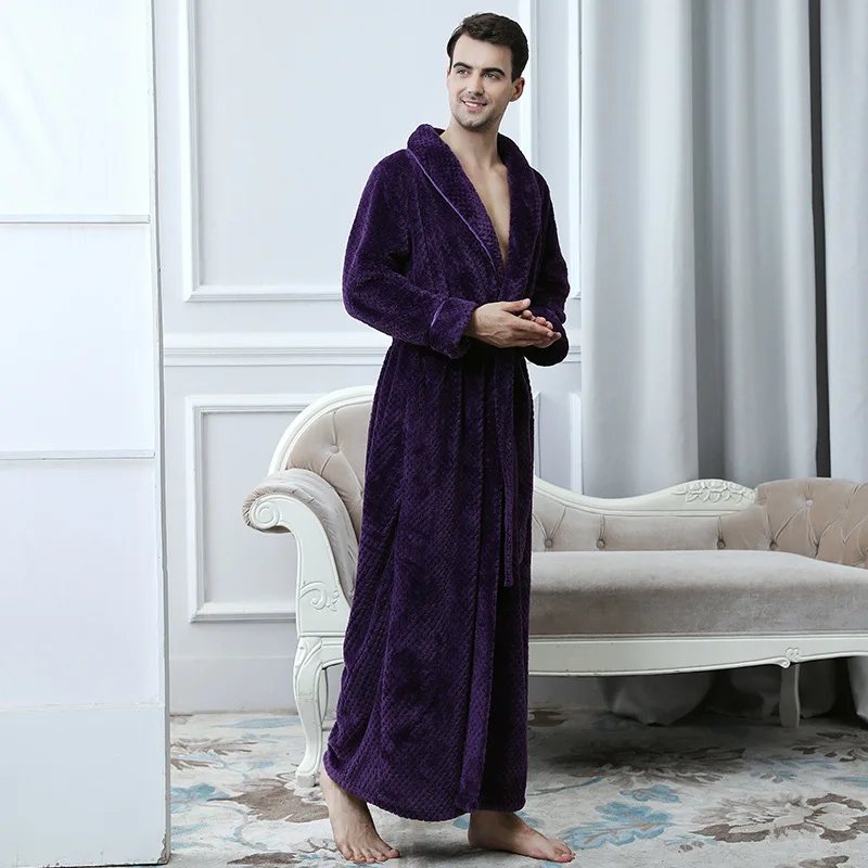 Women's Purple Velvet Robe Long Warm Ladies Housecoat