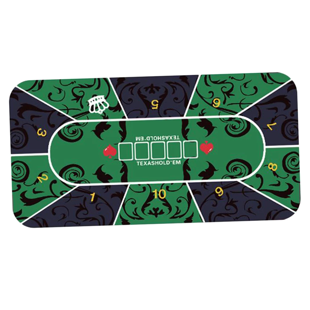 Folding Poker Table Top Mat Professional Texas Portable Rubber Foam Poker Table Layout Gambling Players Game Layout Green