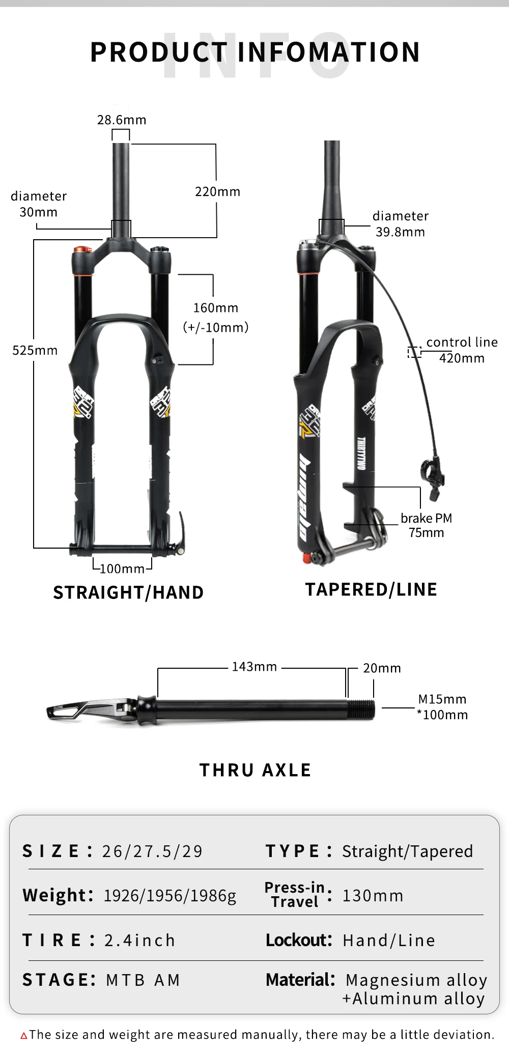 Himalo Mtb Suspension Air Fork Travel 