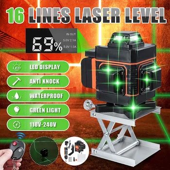 

16 Lines Laser Level 3D Self-Leveling 360 Horizontal And Vertical Cross Super Powerful Green Laser Beam Line Measurement Tools