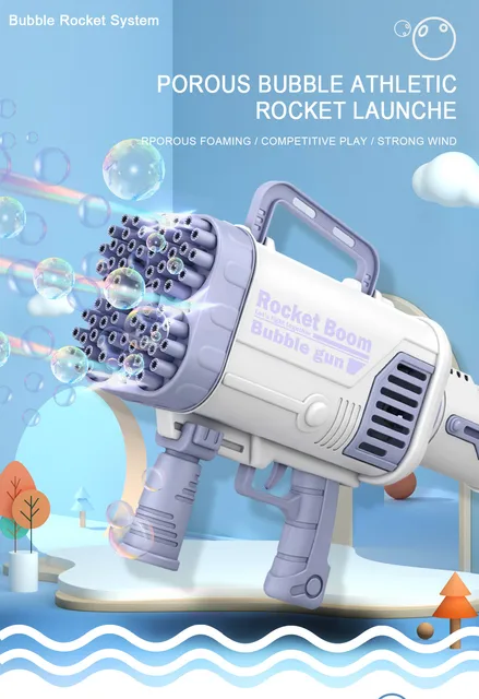 52/64 Holes Rocket Boom Bubble Guns Electric Bubble Machine for