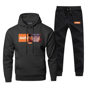 

Naruto Pain Japan Anime Hoodies Pants Suit Men Akatsuki Sets 2 Piece Tops Pant Sweatshirt Sweatpants Sportswear Autumn Tracksui