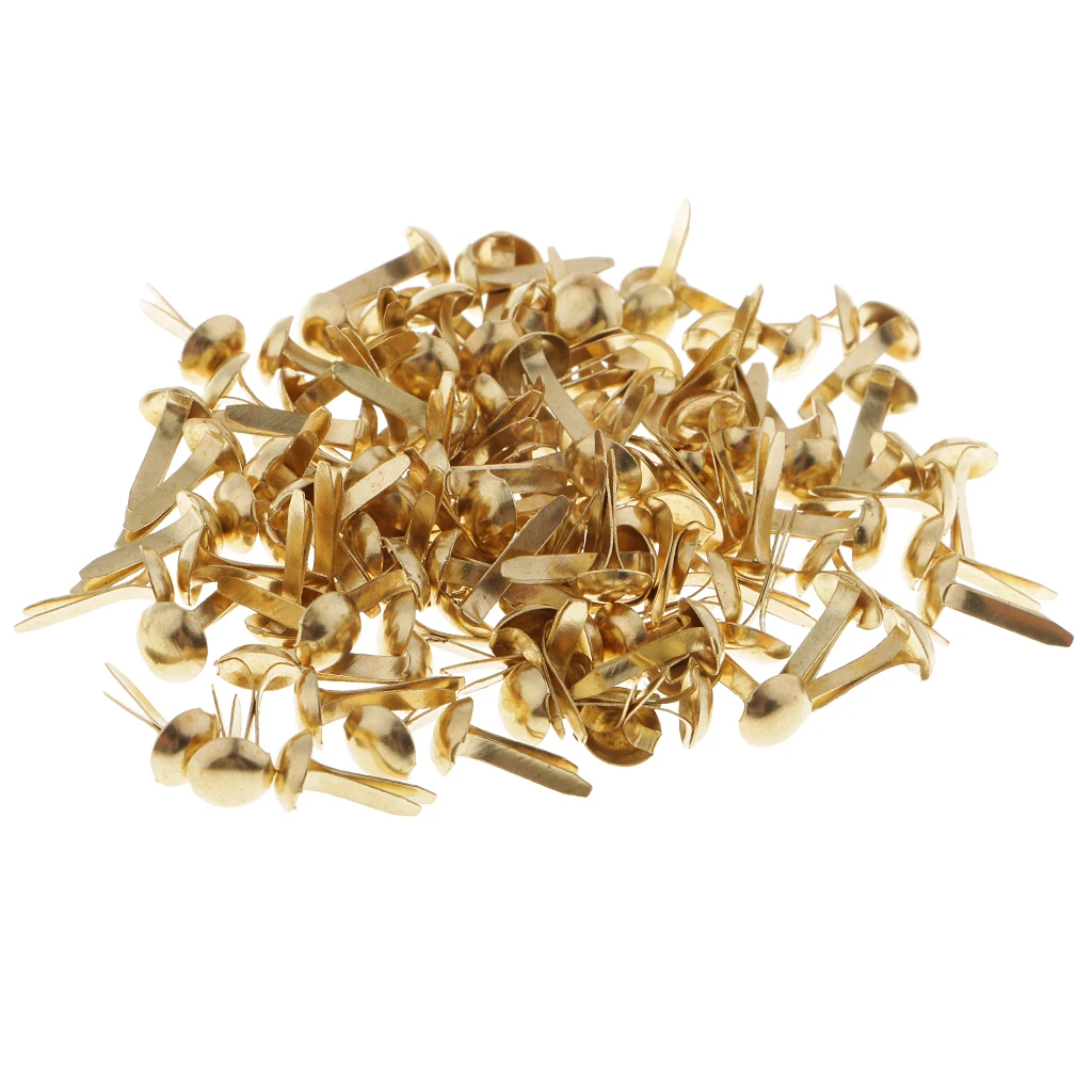 200pcs 6mm Gold Metal Split Pins Brads DIY Paper Fasteners For