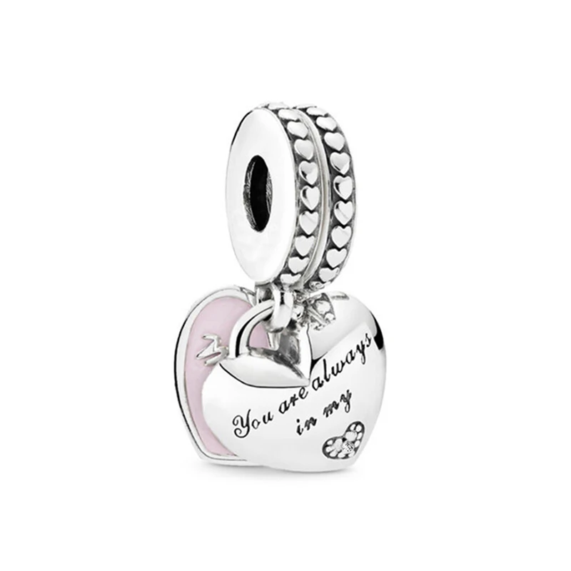 Silver Boosbiy, 2 шт., розовое золото, для мамы и дочки, в форме сердца, подвески, подходят для браслетов Pandora, ожерелье для женщин, сделай сам, изготовление ювелирных изделий, лидер продаж - Окраска металла: Silver
