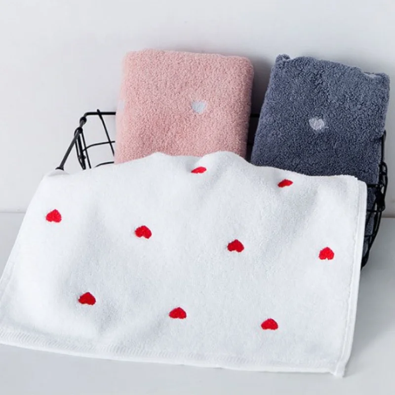 Pure cotton towel peach heart Solid color creative daily necessities washcloth bathroom comfortable fashion Absorbent 35*75 2