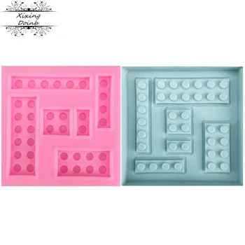 

Building block shape silica gel mold candy technology chocolate jelly mold Kitchen Baking accessories cake decoration mold