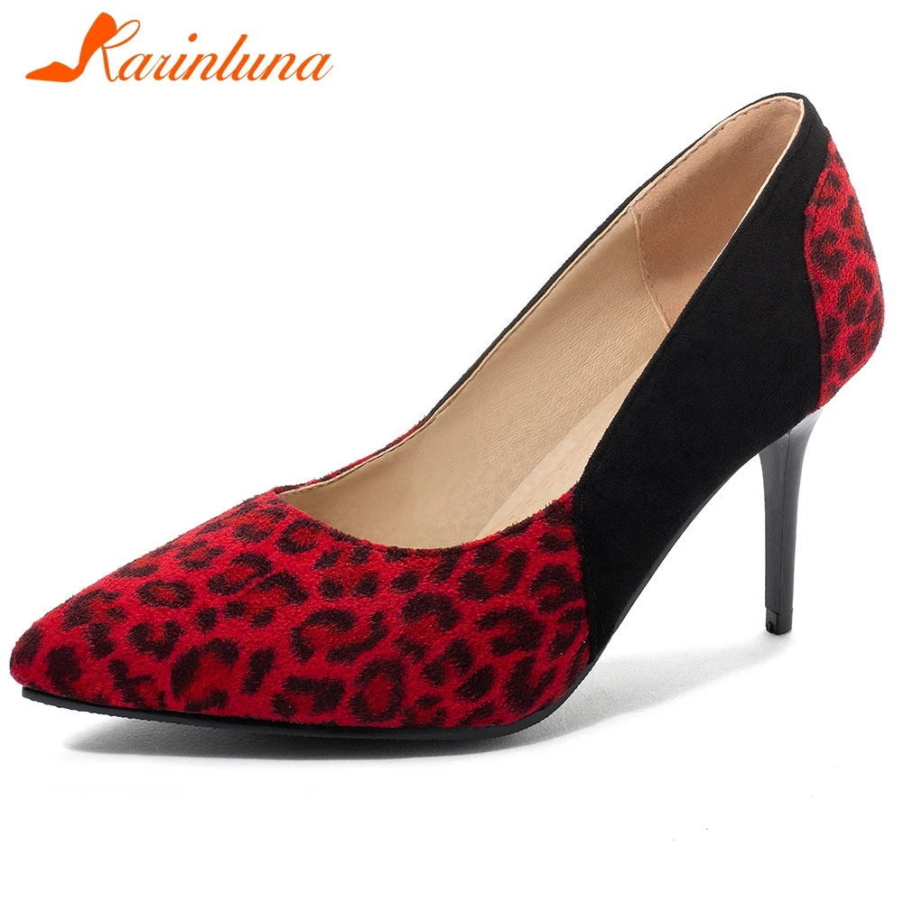 

KARINLUNA New Brand Sexy Lady High Heel Pumps Pointed Toe Leopard Print Slip On Shallow Pumps Women Shoes Woman
