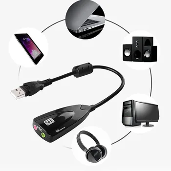 

USB 2.0 to Jack 3.5mm 3D Audio Headset Microphone 7.1 Channel 5HV2 Adapter PC Laptop Professional External Sound Card