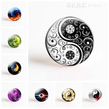 5 шт./лот Инь Ян Тай Чи стеклянный кабошон 25 мм DIY Круглый бисер DIY ювелирные изделия ручной работы кулон ожерелье