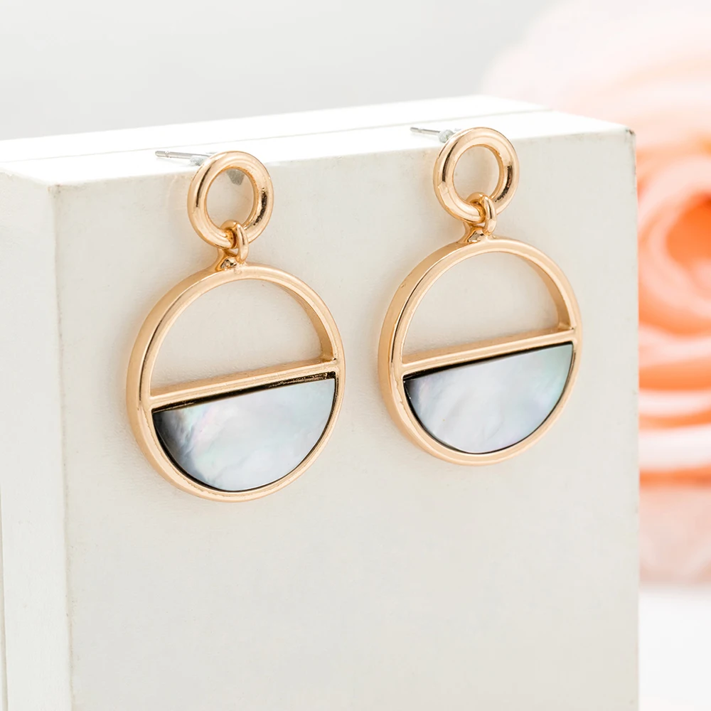 Женские круглые серьги-гвоздики с натуральным корпусом модные ювелирные изделия