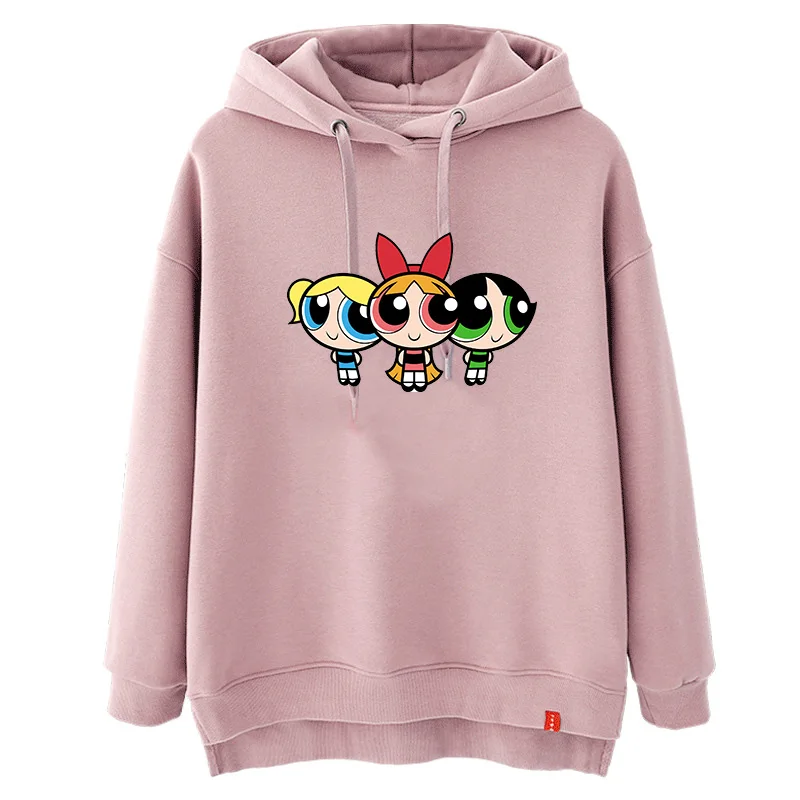 

pink power puff girl hoodie women fall hoody woman hoodies and sweatshirts vintage female hooded ladies sweat shirts pullvoer