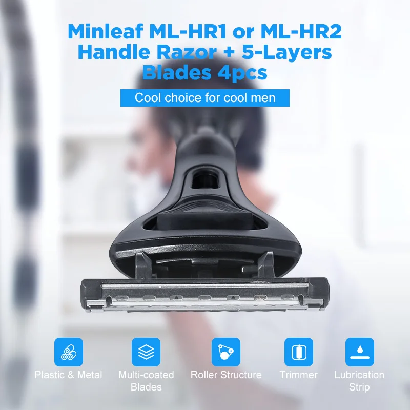 Minleaf ML-HR ручная Мужская бритва алоэ вера Lubrastrip 4 сменные лезвия с 4 бородой режущая головка Обрезка Безопасный инструмент для ухода за кожей