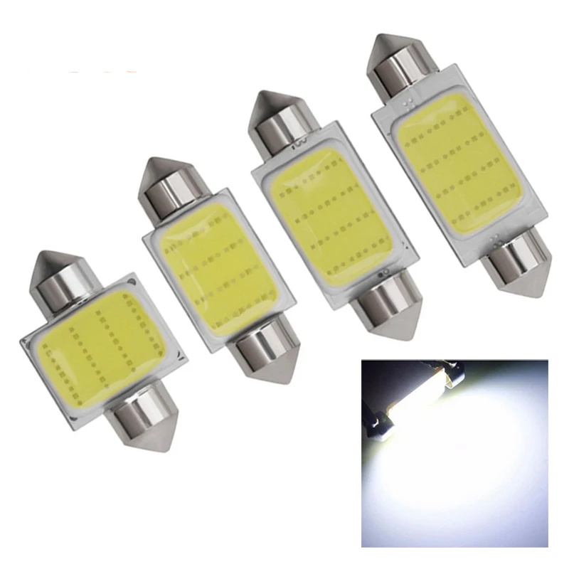 

1X Festoon COB 31mm 36mm 39mm 42mm LED Bulb 12 Chips C5W DC12V White Color Car Dome Light Auto Interior Lamp 12v Car Accessories