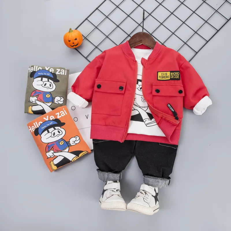 

2019 Childrenswear Children Autumn Casual Jacket Boy's Autumn New Style Set Three-piece Set