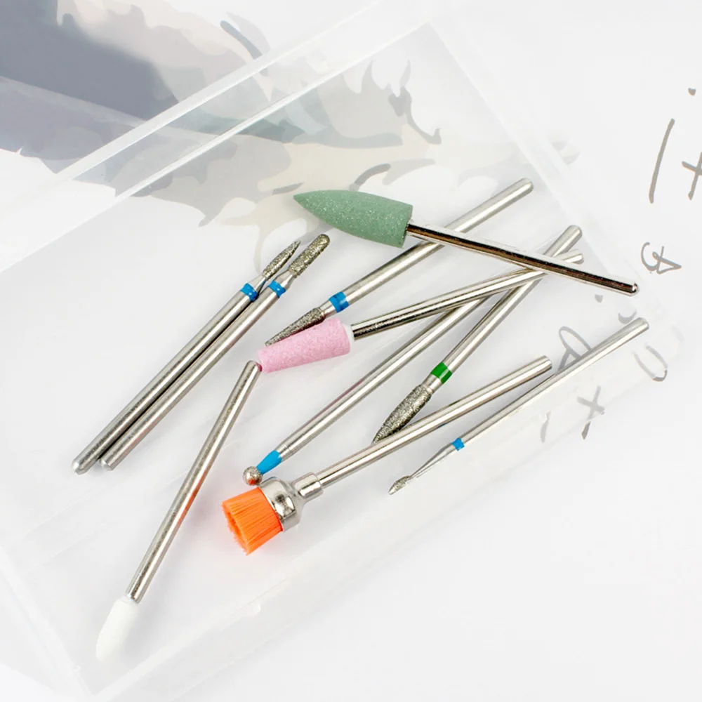 10pcs Diamond Nail Drill Bits Set Electric Machine Rotate Cuticle Cleaning Bur Polishing Tools Nail Drill Machine Bit Nail Art