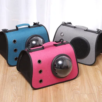 

2020 New Trend Transparent Outgoing Portable Cat Backpack Mesh Breathable Linen Space Cover Folding Cat Bag