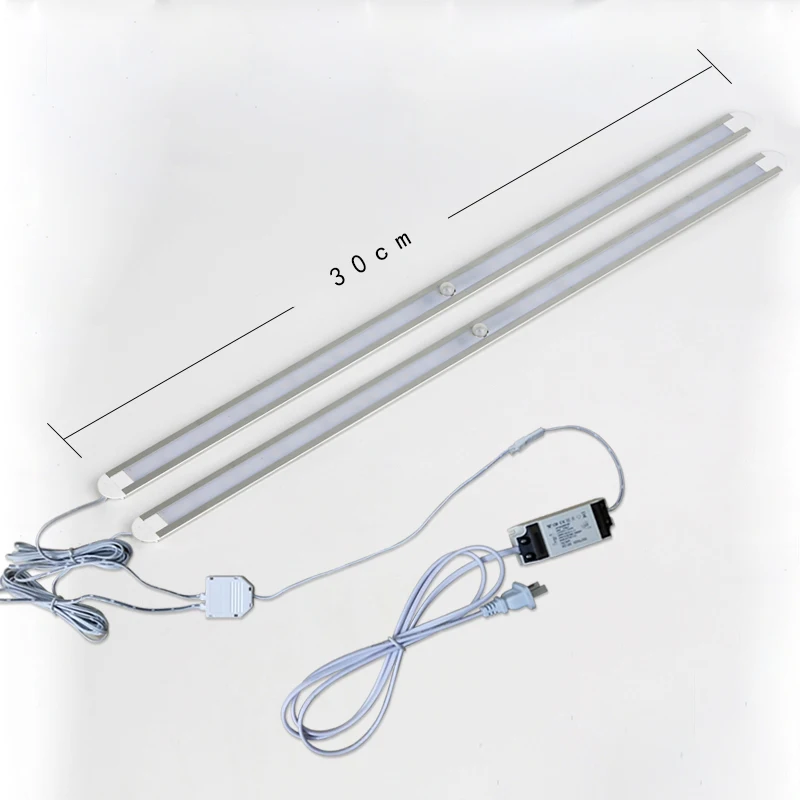 2x30cm With Power Светодиодный ручная развертка переключатель под кабинет 30/40/50 см Кухонные светильники гардеробный шкаф в спальню светодиодный ночник Lndoor домашняя полоса лампа-лента - Color: 2x30cm With Power