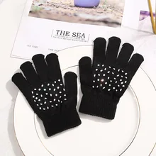 Novo inverno crianças luvas ao ar livre em cores sólidas manter quente com luvas de dedo cor preta