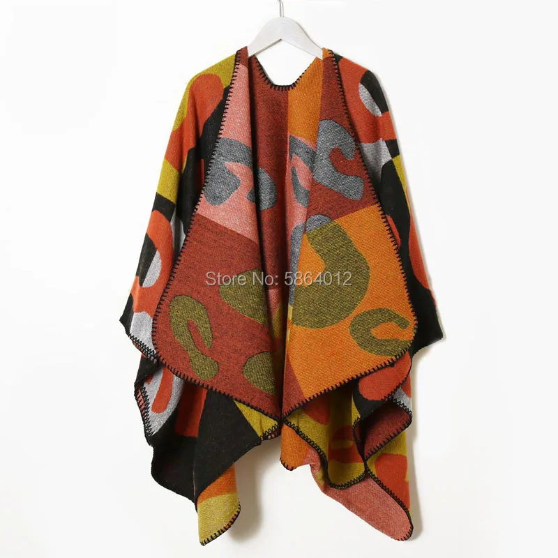 Winter Cape Thick Black With Red Coat 2020 Poncho Women Double Side Faux Fur Neck Plus Size Big Pendulum Dovetail Cardigan |
