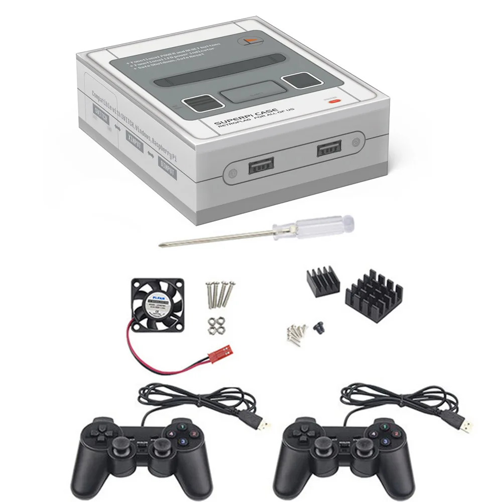 Чехол NESPi для Raspberry Pi 3 B+(Plus) NES FS стильный корпус корпуса с вентилятором и радиаторами Raspberry Pi 3 Model B+, 3B - Цвет: Kit C
