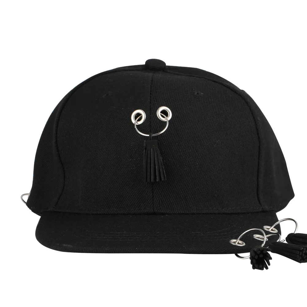 Облегающая бейсбольная кепка в стиле хип-хоп с лентой для детей в стиле панк с заклепками и кольцом для пирсинга, Спортивная дышащая Кепка с черепом, Кепка