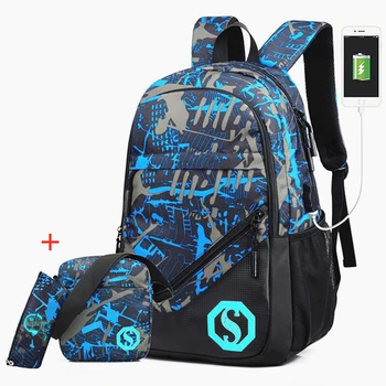 

Fashion Backpack Student Nightlight Animation School Boys and Girls Bag Junior USB Charging Computer Anti-theft Laptop Backpack