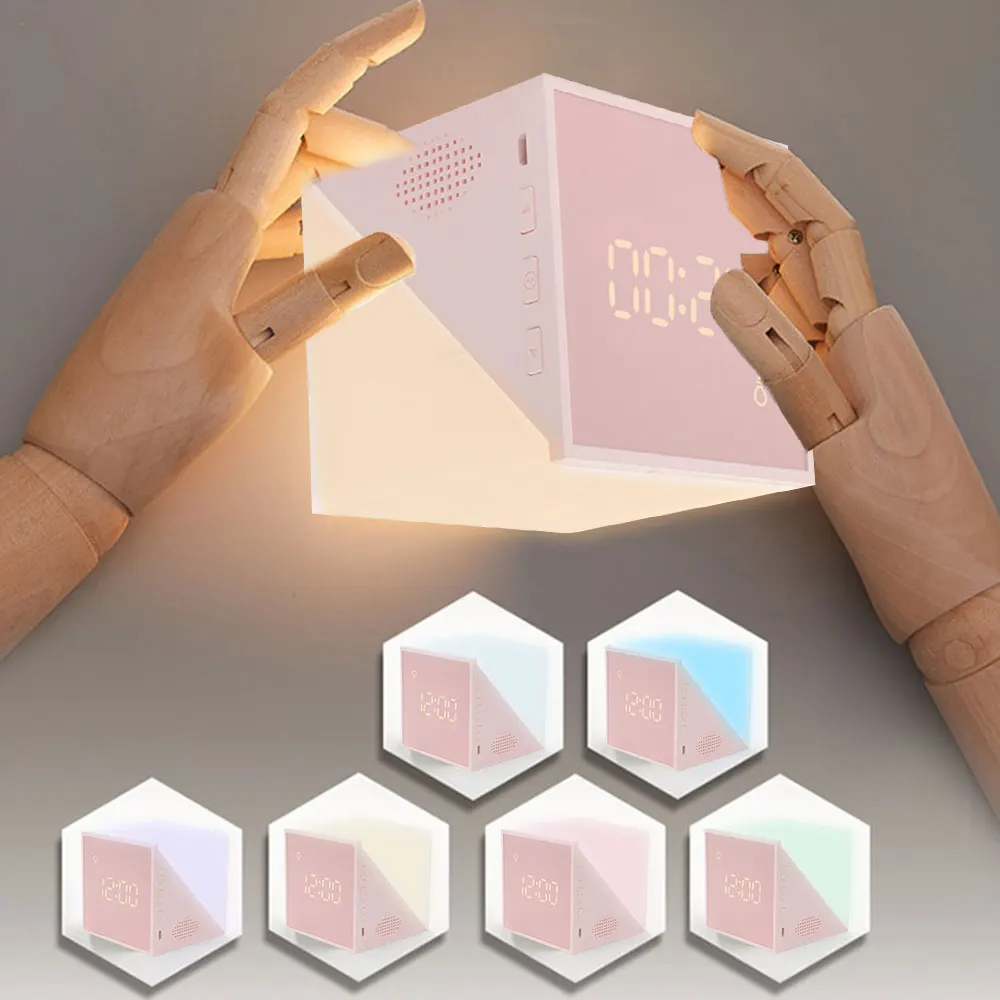 Creative Cube Alarm Clock LED Digital Multi Functional Kids Desk Night Light Led Decor Electronic | Дом и сад