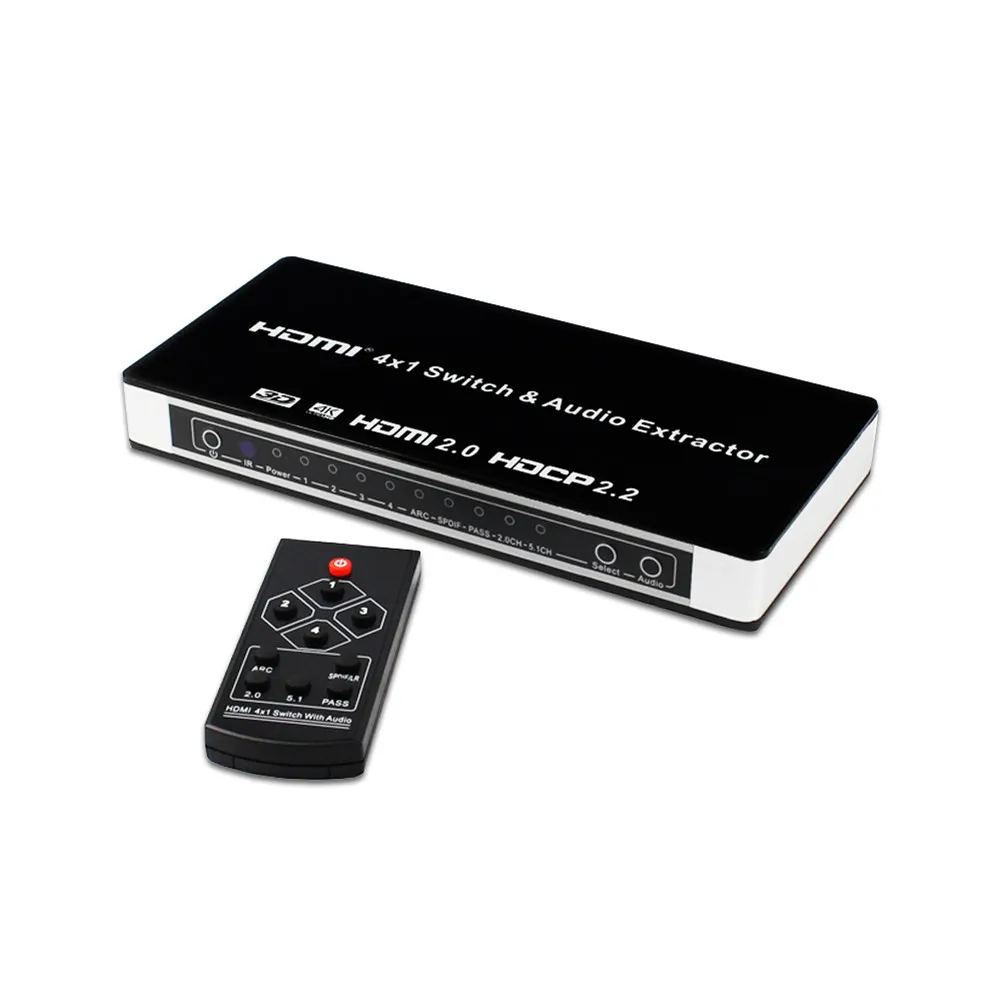 4-портовый HDMI 2,0 переключатель 4x1 с инфракрасным пультом дистанционного управления 60 Гц HDCP 2,2 ARC 3D HDMI коммутатор+ оптический Toslink L/R аудио экстрактор