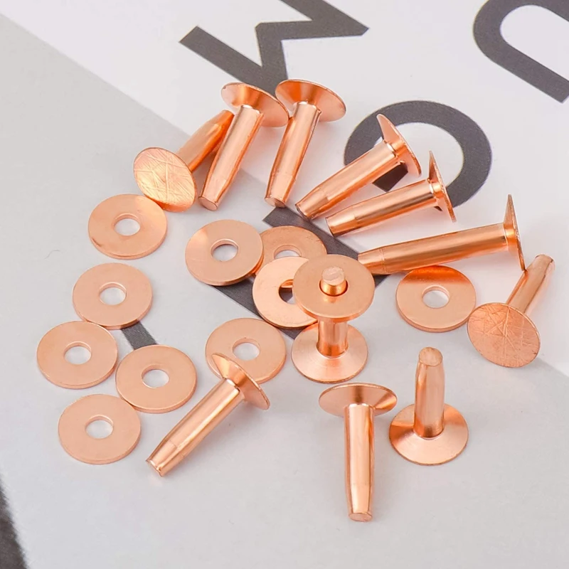 20Pack Copper Rivets and Burrs (14mm and 19mm) with 2Pcs Punch Rivet Tool for Belts, Bags, Collars, Leather-Crafting 5