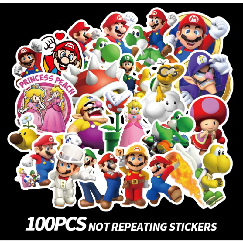 

50/100PCS Anime Game Mario Sticker Grafii Laptops Macbook Luggag Fridge Car Travel Case Notebook Helmet Waterproof Stickers
