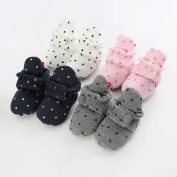 

Autumn Winter Baby Boys Girl Shoes Cotton Casual Cute Solid Color Star Printed Pattern Non-slip Soft Sole First Walkers Shoes
