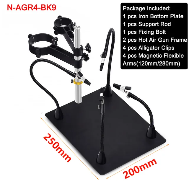 NEWACALOX  Multifunctional Hot Air Gun Frame with Third Helping Hand for 878D 858 Soldering Station Repair Welding BGA PCB Chips N-AGR4-BK9