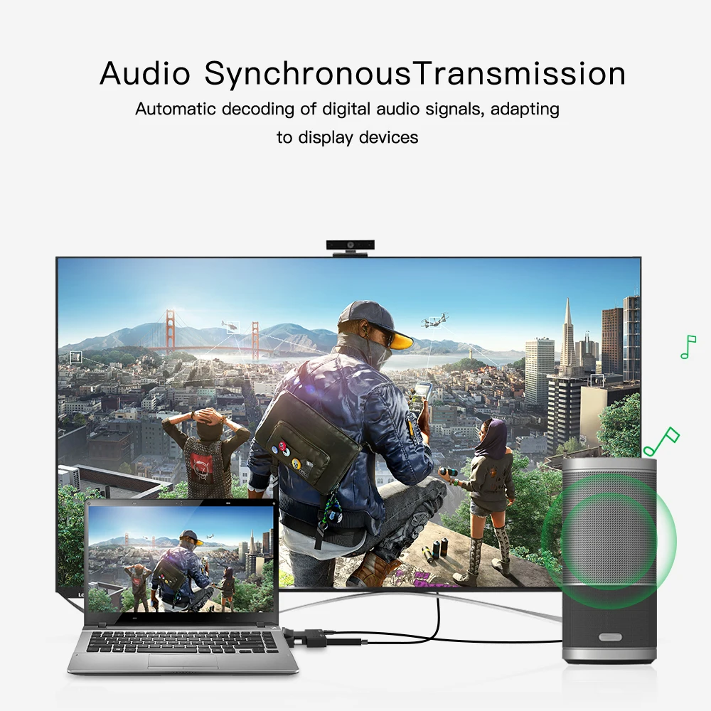 Robotsky 1080P HDMI-VGA адаптер для ПК ноутбука ТВ коробка проектор цифро-аналоговые аудио и видео конвертер Кабель