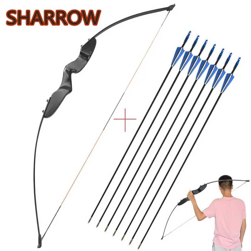 

Archery Recurve Bow And Arrow Set 54" 40lbs Hunting Straight Bow With 6pcs Fiberglass Arrows For Shooting Training Accessories