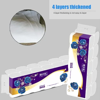

Hot 12 Rolls Toilet Paper Tissue 4 Layer Thicken Soft Skin-Friendly for Bathroom Home VJ-Drop