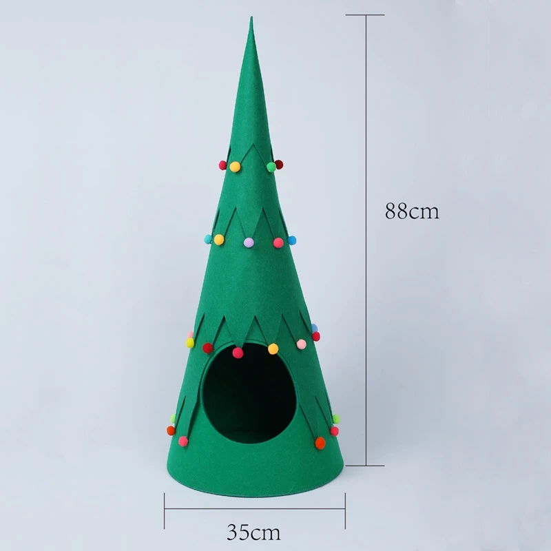 

Christmas Tree Pet Nest Fun Safe and Comfortable Felt Material Green Pet Supplies