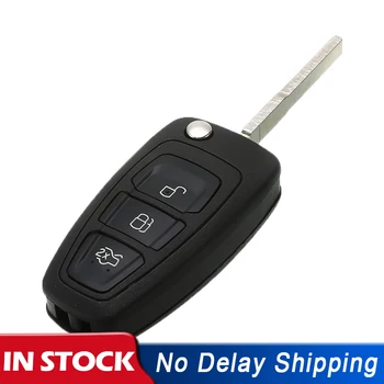 

3 Buttons Flip Car Remote Key Shell For Ford Focus 3 Fiesta 2013 T6 Ranger Auto Case With HU101 Blade Button Folding Flip Remote