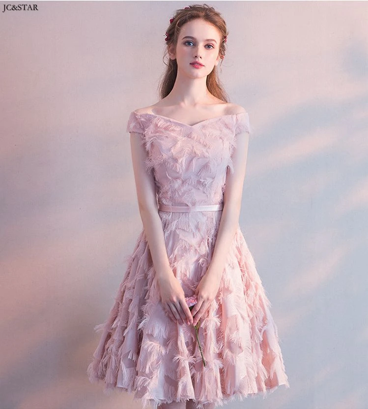 Vestido de madrinha para casamento Новое Сексуальное розовое платье подружки невесты с v-образным вырезом, коротким рукавом и открытыми плечами Короткое свадебное платье dr