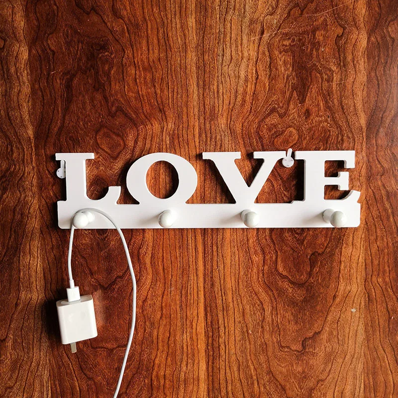 Деревянная вешалка в форме слова "любовь" 4 крючка на стене ванная комната двери вешалка крючки для ключей одежда сумка держатель