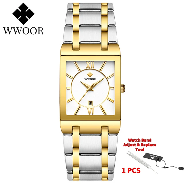 Relogio Masculino WWOOR Gold Black Watch Men Quartz Waterproof Wrist Watch For Men Fashion Square Casual Clock Male Dropshipping 