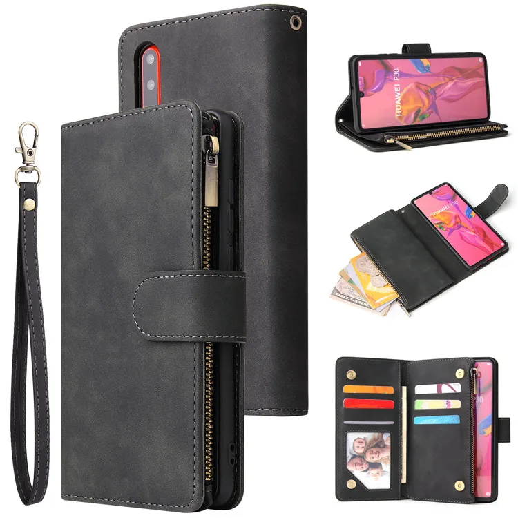 

For Huawei Mate 30 Lite Case Leather Flip Zipper Wallet Case For Huawei Mate 30 P30 P20 Lite Pro P smart Plus 2019 Honor 20 Pro Nova 5i Pro Case