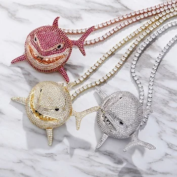 

Stainless Steel Shark Metal Pendant Necklace For Men Fish Necklace With Twisted Chain Charm Trendy Male Personality Jewelry