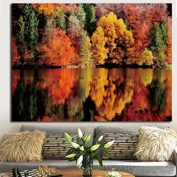 

Autumn Forest Trees Poster Canvas Painting Landscape Decorative Pictures Cuadros Decoration For Living Room Wall Art Posters