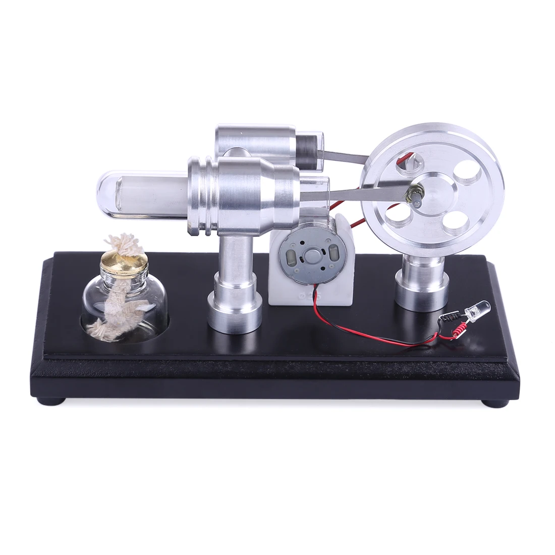 

Double-cylinder Micro DIY Stirling Engine External Combustion Engine Durable Generator Model Kit with LED Light for Father