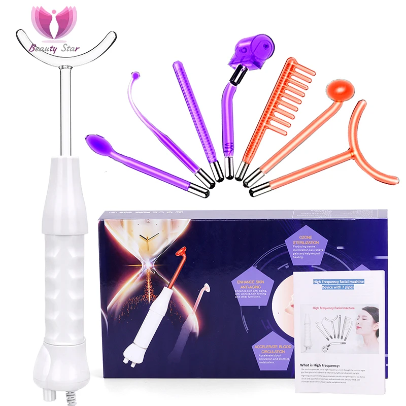 7 in 1 High Frequency Facial Machine Electrotherapy Wand Glass Tube Beauty Device Machine Acne Spot Remover Skin Care Spa