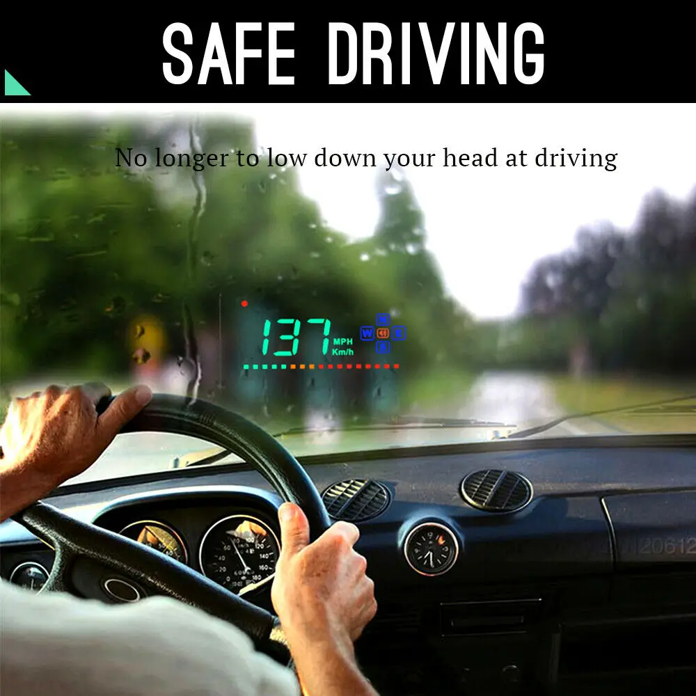 

Universal Large Screen Car HUD Head Up Display GPS Speedometer OBD2 Interface Speeding Alarm System Universal For Bike Motorcycl