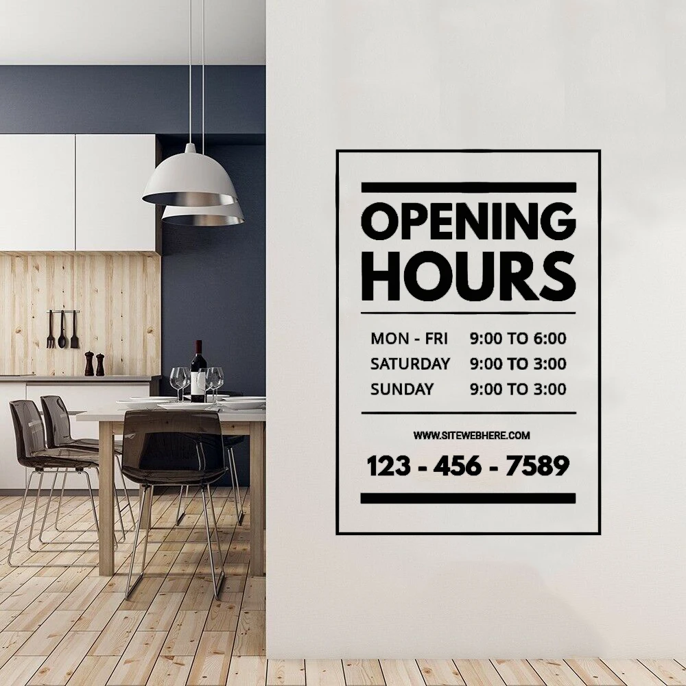 Welcome Opening Hours Times Window Sign Sticker Coffee Shop Barber Shop Hotel 